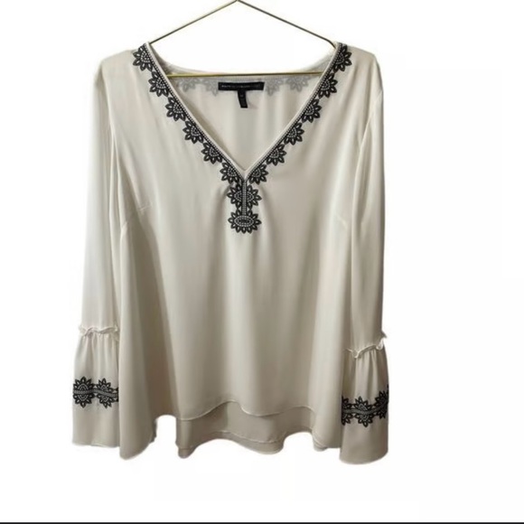 White House Black Market Tops - White House Black Market white Top with Black Detailing